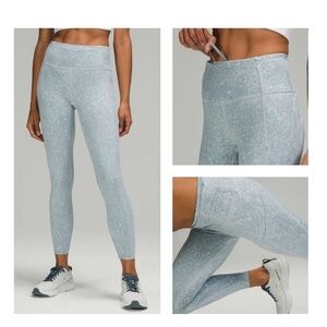 Lululemon Fast and Free Tight 25" *Nulux in City Grit White Blue Fog - size 6